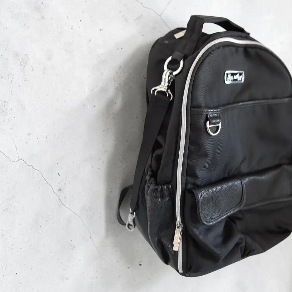 Itzy Ritzy Boss Backpack Diaper Bag Black Herringbone 19x12x7